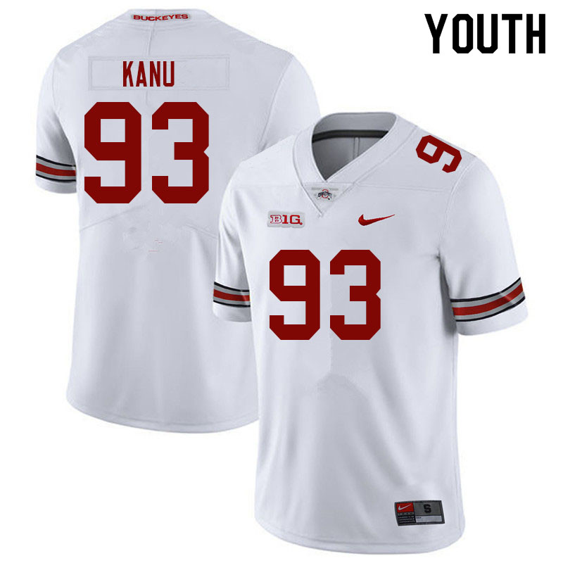 Ohio State Buckeyes Hero Kanu Youth #93 White Authentic Stitched College Football Jersey